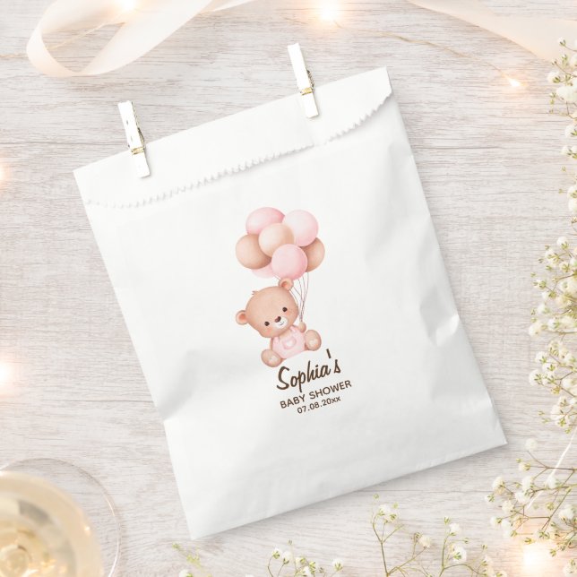 We can't wait any more Nice bear Rosa Baby shower Favour Bags (Clipped)