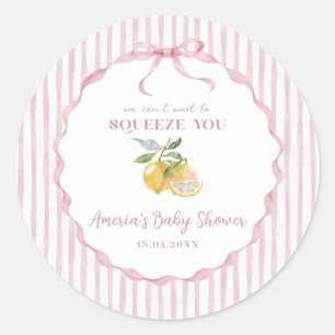 We can't wait to Squeeze You Lemon Baby Shower  Classic Round Sticker