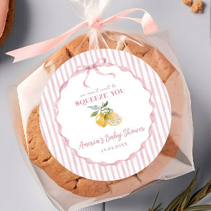 We can't wait to Squeeze You Lemon Baby Shower  Classic Round Sticker