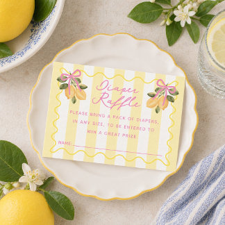 We Can't Wait to Squeeze You Lemon Diaper Raffle  Enclosure Card