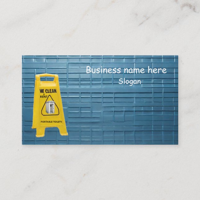 we clean & Rent portable toilets yellow sign Business Card (Front)