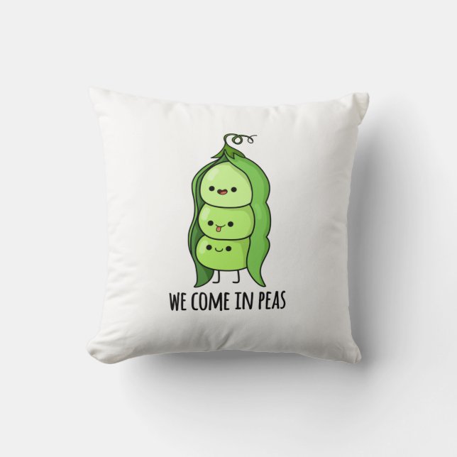We Come In Peas Funny Pea Pun Cushion (Front)