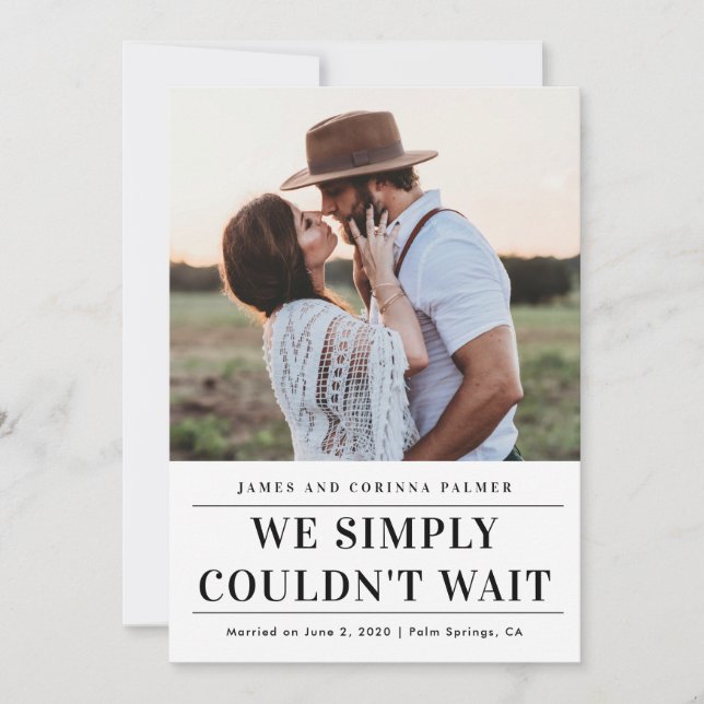 We could not wait wedding announcement (Front)