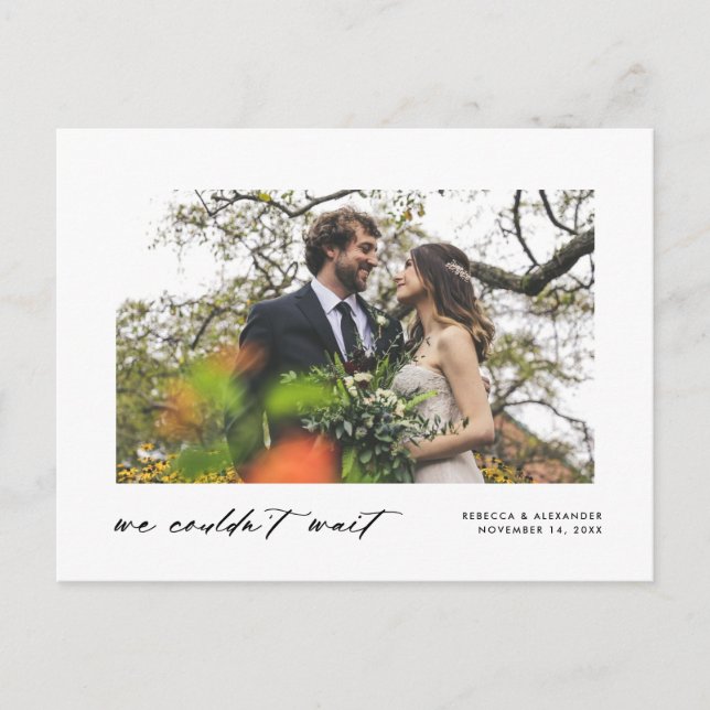 We Couldn't Wait Elopement Announcement Postcard (Front)