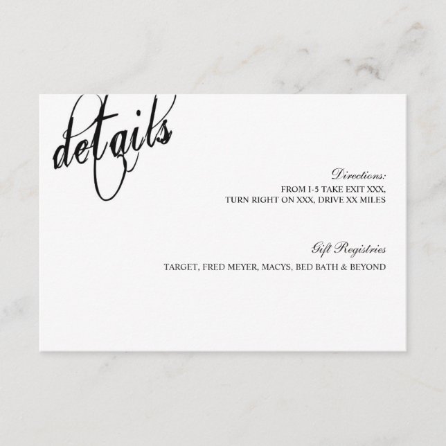 We Decided On Always Wedding Details Card (Front)