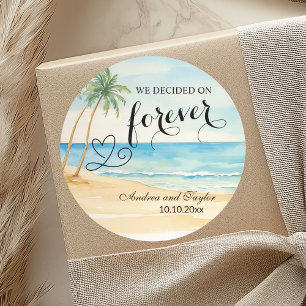 We decided on Forever Beach and Palm Trees Classic Round Sticker