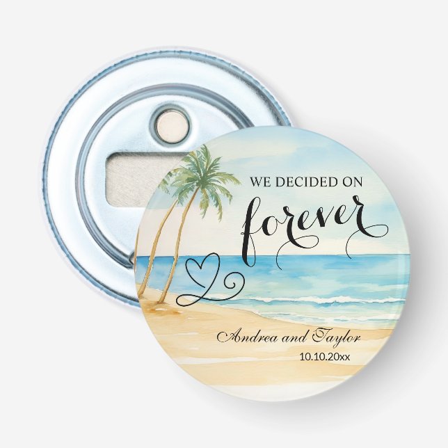 We decided on Forever Elegant Wedding favour Bottle Opener (Front)