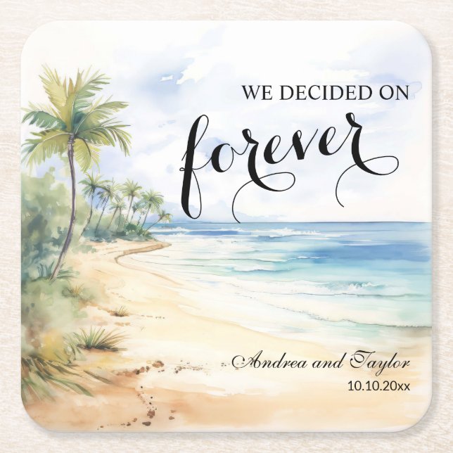 We decided on Forever Elegant Wedding Square Paper Coaster (Front)