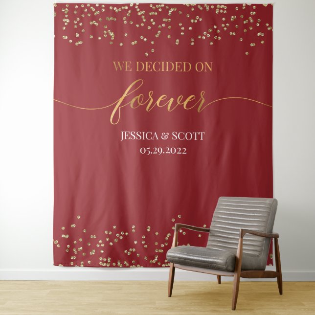 We Decided on Forever Wedding Backdrop Tapestry (In Situ)