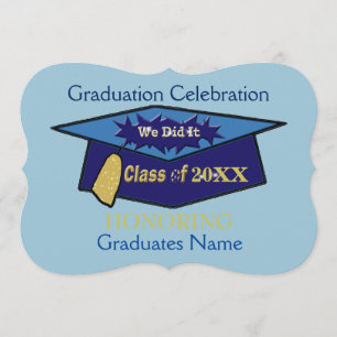 We Did It Blues Graduation Celebration Invitation