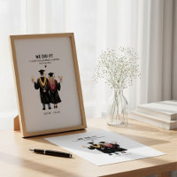 We Did It Couple Graduation Keepsake Illustration