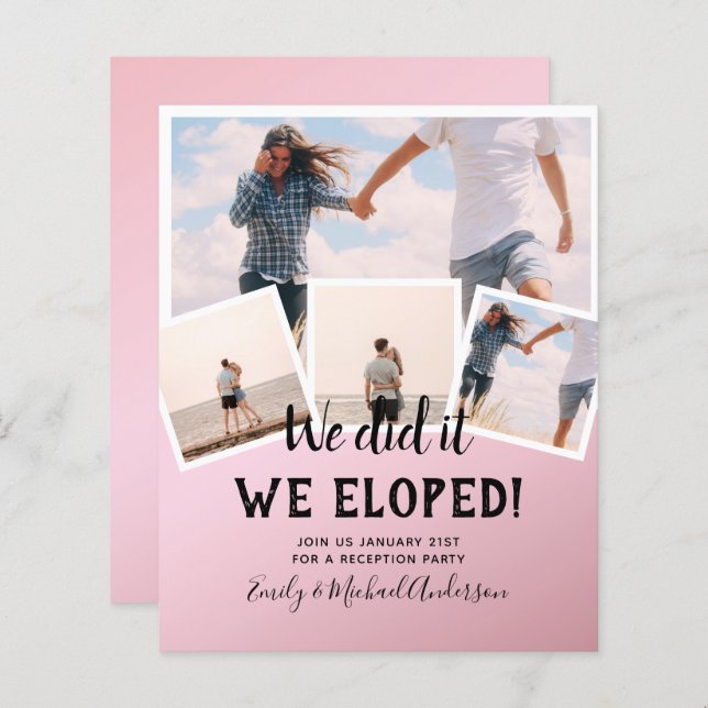 We Did It ELOPEMENT PHOTO Wedding RECEPTION Budget (Front/Back)