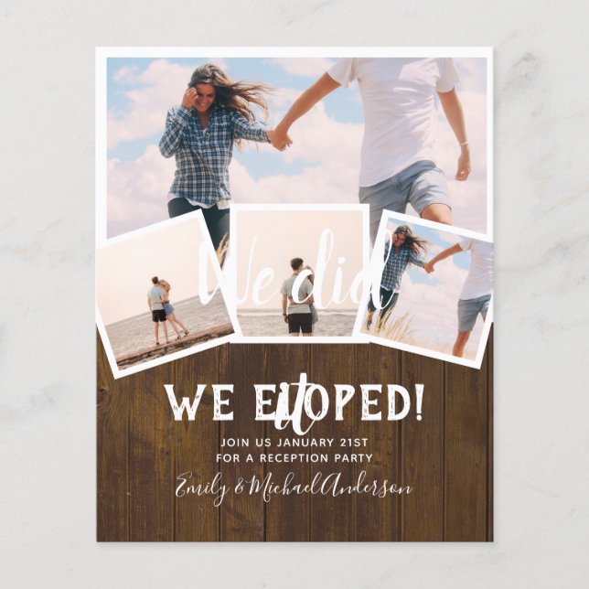 We Did It ELOPEMENT PHOTO Wedding RECEPTION Budget Flyer (Front)