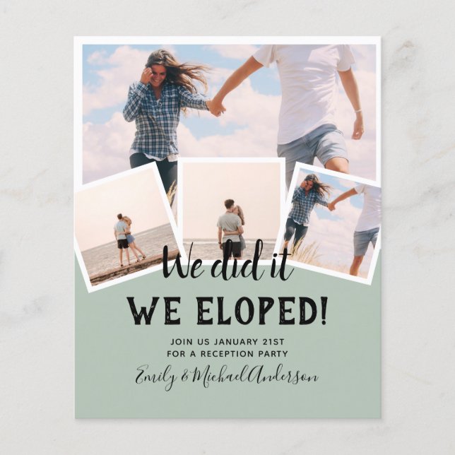 We Did It ELOPEMENT PHOTO Wedding RECEPTION Budget Flyer (Front)