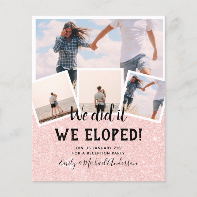 We Did It ELOPEMENT PHOTO Wedding RECEPTION Budget Flyer (Front)