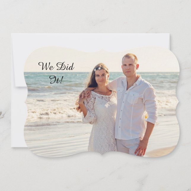 "We Did It" Married Elopement Wedding Announcement (Front)
