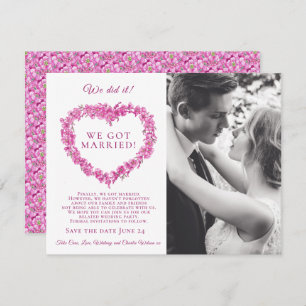 We did it married pink forget-me-not wedding party