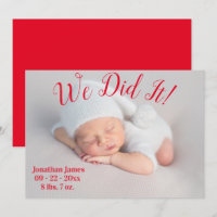 We Did It Photo Stats Red Gender Neutral Birth