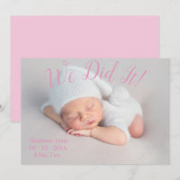 We Did It Photo Stats Script Baby Girl Pink Birth