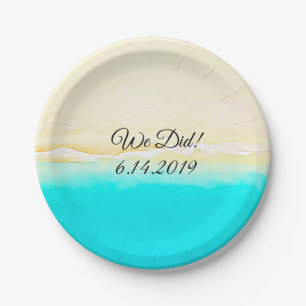 We Did Ocean Shore Teal Water pretty paper plates. Plate