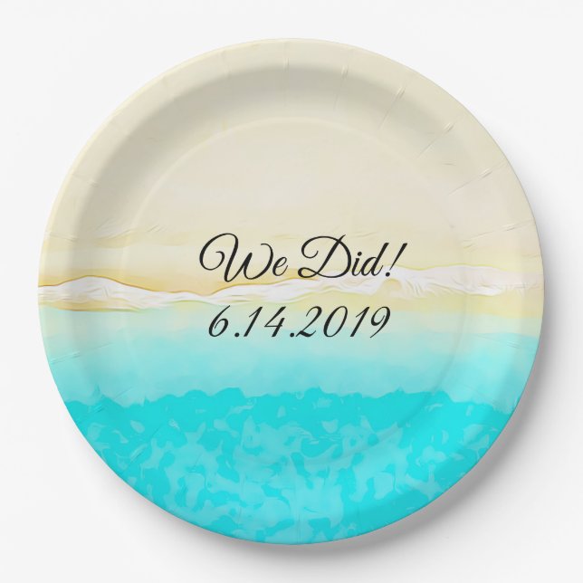 We Did Ocean Shore Teal Water pretty paper plates. Plate (Front)