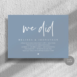We Did, Wedding Elopement Party, Modern Minimalist Invitation