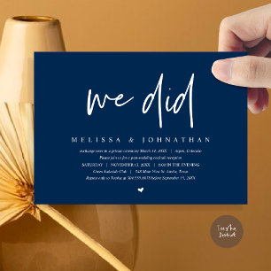 We Did, Wedding Elopement Party, Modern Minimalist Invitation