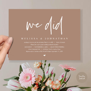 We Did, Wedding Elopement Party, Modern Minimalist Invitation