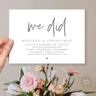 We Did, Wedding Elopement Party, Modern Minimalist Invitation
