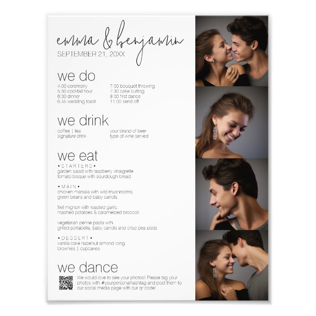 We Do - All In One BW - QR - 4 Photos - Wedding Photo Print (Front)