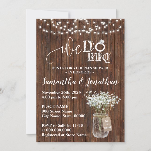 We do bbq couples shower country wedding invitation (Front)