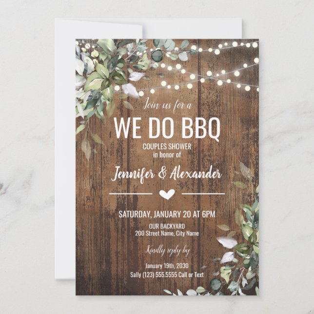 We Do BBQ Couples Shower with Wishing Well Invitation (Front)