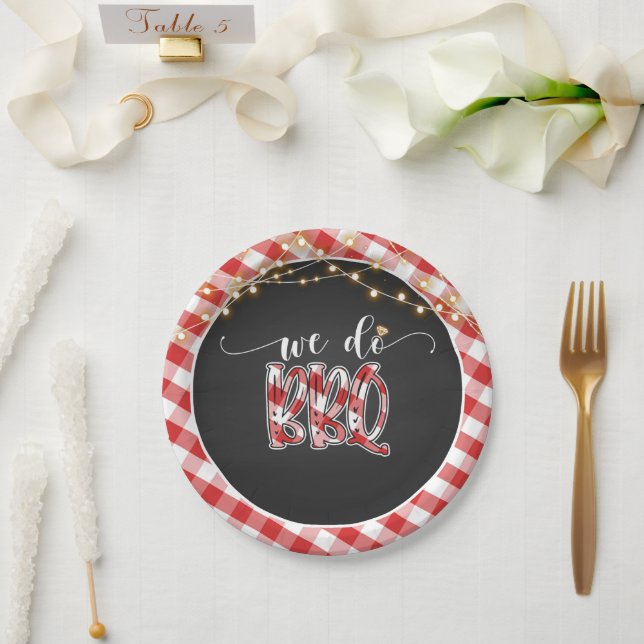 We Do BBQ Paper Plate - Gingham (Wedding)