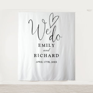 We Do Black And White Wedding Photo Backdrop Tapestry