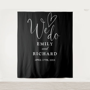 We Do Black And White Wedding Photo Backdrop Tapestry