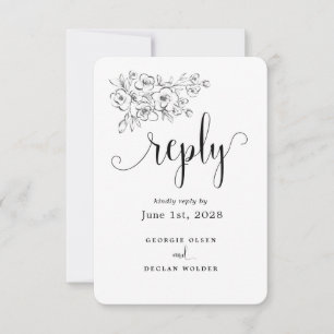 We Do Calligraphy Wedding No Meal Options RSVP Card