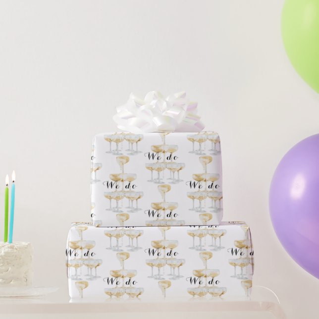 We do champagne Tower Black and Gold Wedding  Wrapping Paper (Party Gifts)