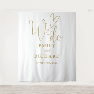 We Do Chic Gold Wedding Photo Backdrop Tapestry