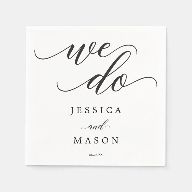 We Do Classic Script Wedding Cocktail Napkin (Front)