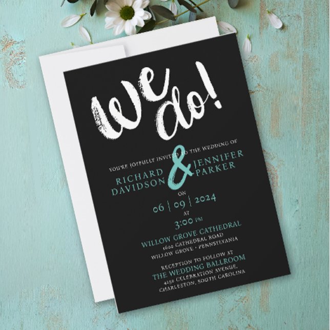 We Do Contemporary Minimal Bride And Groom Wedding Invitation (Creator Uploaded)