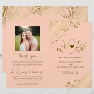 We Do! Coral Peach & Gold DIY Fold Wedding Program