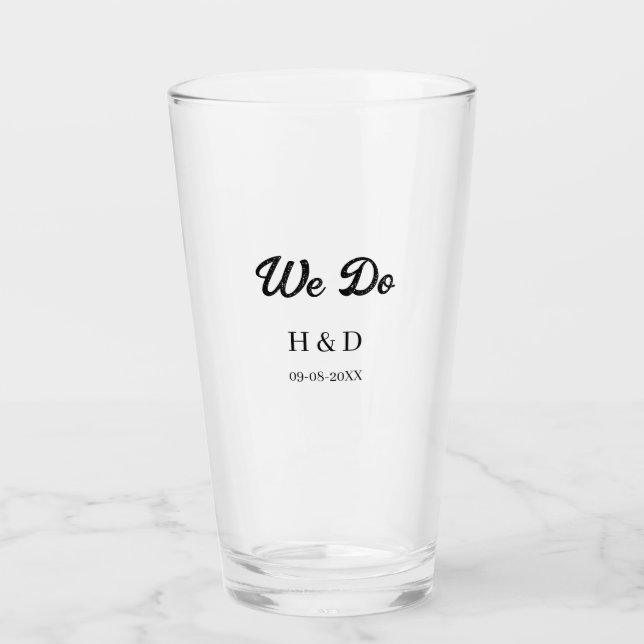 WE DO COUPLE NAME LETTER WEDDING DATE SIMPLE GLASS (Front)