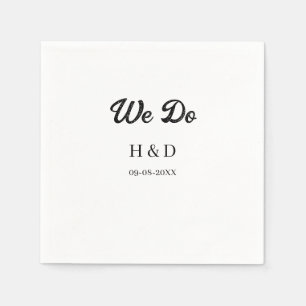 WE DO COUPLE NAME LETTER WEDDING DATE SIMPLE NAPKIN