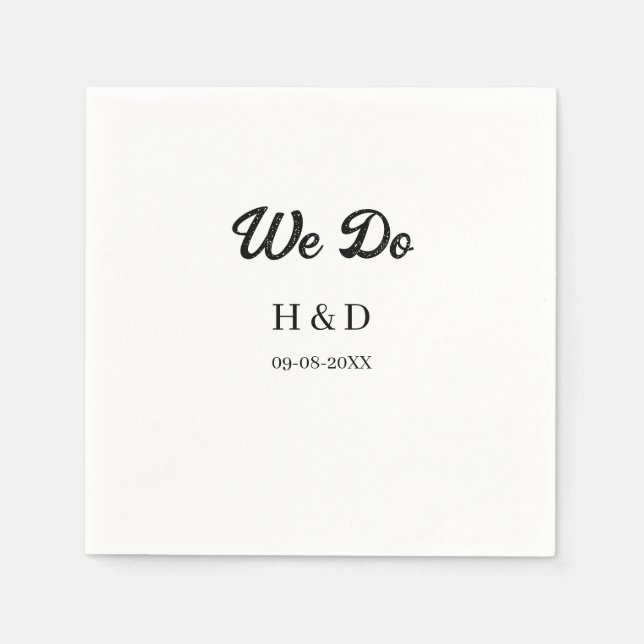 WE DO COUPLE NAME LETTER WEDDING DATE SIMPLE NAPKIN (Front)
