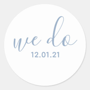 We Do Dated Wedding Envelope Dusty Blue Sticker