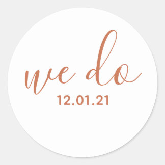 We Do Dated Wedding Envelope Terracota Sticker