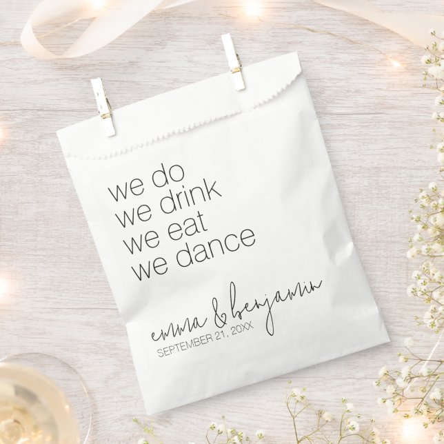 We Do Drink Eat Dance - Modern Wedding Favour Bags (Clipped)