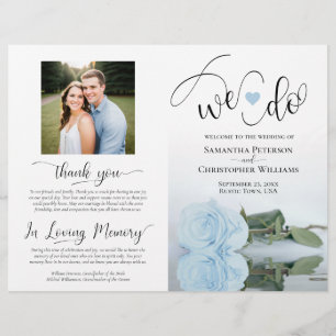 We Do! Dusty Blue Rose Modern Wedding Program