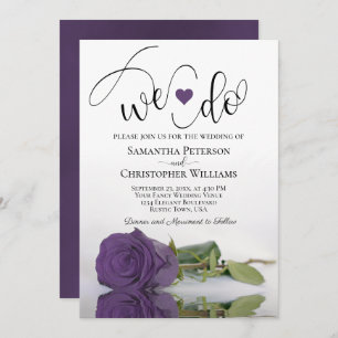 We Do! Elegant Amethyst Purple Rose Chic Wedding Invitation