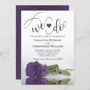 We Do! Elegant Amethyst Purple Rose Chic Wedding Invitation